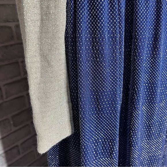 Vintage 70s Lane Bryant Tall Shop glam blue silver sparkle maxi dress 12 TALL - Picture 4 of 10